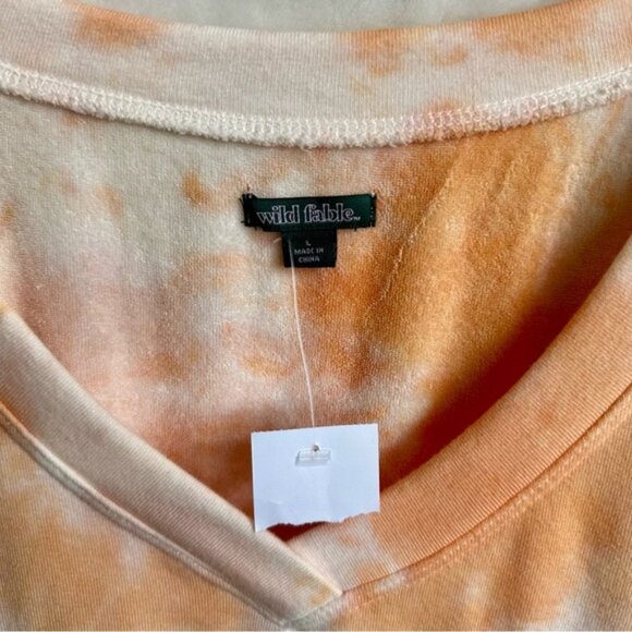 Wild Fable‎ Short Sleeve Tangerine Tie Dye Terry Cloth Sweatshirt Dress Size L - Picture 2 of 3